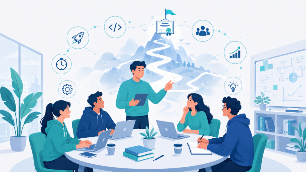 تصویرسازی یک بوت‌کمپ آموزشی؛ یادگیری گروهی، منتورینگ و مسیر رشد مهارت‌ها
